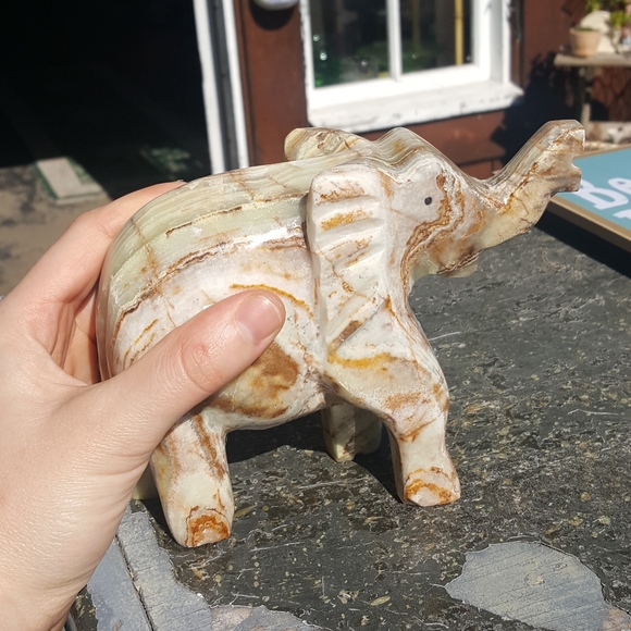 Banded Onyx Crystal Elephant Decor - Picture 3 of 3